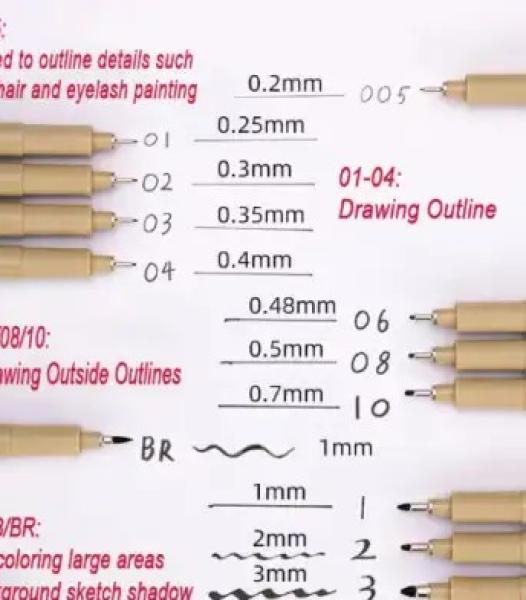 FEUTRES FINELINER POUR CROQUIS, LOT DE 9 PIÈCES SKU :501 (